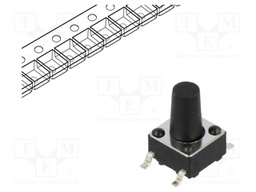 Microswitch TACT; SPST; Pos: 2; 0.05A/12VDC; SMT; 1.57N; 6x6x3.5mm
