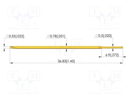 Test needle; Spring compression: 4.3mm; 6.35mm; 2A; steel; Ø: 0.5mm