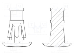 Assembly stud; polyamide 66; L: 15.9mm; snap fastener; UL94V-2