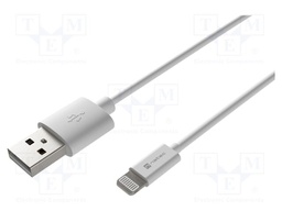 Cable; USB 2.0; Apple Lightning plug,USB A plug; 0.2m; white