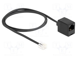 Cable: telephone; RJ11 plug,RJ45 socket; 1m; black; 28AWG
