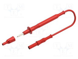 Test lead; 36A; probe tip,banana plug 4mm; Len: 1m; red; Ø: 4mm