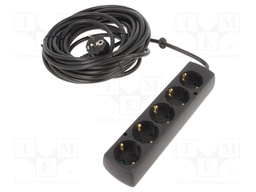 Extension lead; Schuko; Sockets: 5; black; 3x1,5mm2; 10m; 16A