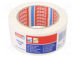 Tape: warning; white; L: 33m; W: 50mm; self-adhesive; Thk: 0.15mm