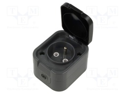 Connector: AC supply; socket; 2P+PE; 250VAC; 16A; grey; wall mount