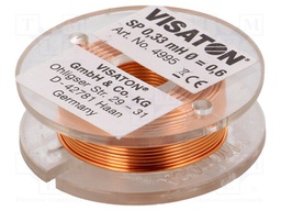 Inductor: air coil; 0.33mH; 0.68Ω; Ø: 37mm; H: 12mm; Øcore: 0.6mm