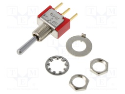 Switch: toggle; Pos: 3; SP3T; ON-OFF-ON; 0.02A/20VAC; 20mA/20VDC