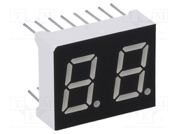 Display: LED; 7-segment; 10.16mm; 0.4"; No.char: 2; red; 6.5mcd