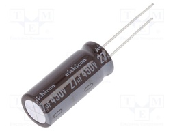 Capacitor: electrolytic; THT; 27uF; 450VDC; Ø12.5x31.5mm; ±20%