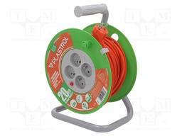Extension lead; reel,with non-rotating sockets; Sockets: 4; PVC