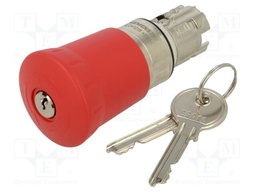 Switch: emergency stop with key; Stabl.pos: 2; 22mm; red; IP67