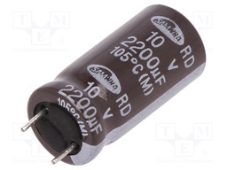 Capacitor: electrolytic; 2.2mF; 10VDC; Ø10x20mm; Pitch: 5mm; ±20%