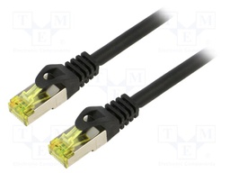 Patch cord; S/FTP; 6a; stranded; Cu; LSZH; black; 2m; 27AWG; Cores: 8