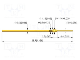 Test needle; Spring compression: 4mm; 5mm; 3A; CuBe; gold-plated