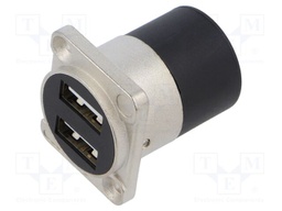 Coupler; USB A socket x2,both sides; for panel mounting,screw