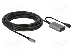 Cable; DC socket,USB C socket,USB C plug; 5m; black; 5Gbps