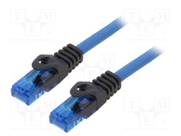 Patch cord; U/UTP; 6a; solid; Cu; blue; 10m; RJ45 plug,both sides