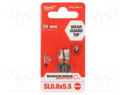 Screwdriver bit; slot; 5,5x0,8mm; Overall len: 25mm; 2pcs.