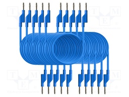 Test leads; 50VAC,120VDC; 10A; banana plug 4mm,both sides; blue
