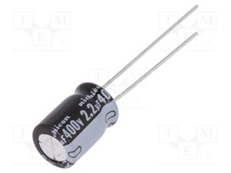 Capacitor: electrolytic; THT; 2.2uF; 400VDC; Ø8x11.5mm; ±20%; 1000h