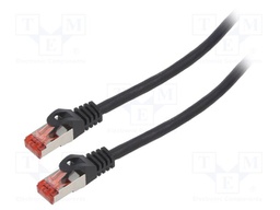 Patch cord; S/FTP; 6; stranded; Cu; LSZH; black; 1.5m; 26AWG; Cores: 8