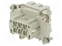 Connector: HDC; female; HE; PIN: 6; 6+PE; size 3; w/o contacts; 16A