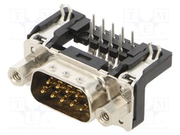 D-Sub; PIN: 9; socket; male; with threaded screw,PCB snap-in; THT