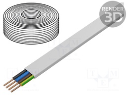 Wire; YDY; flat; solid; Cu; 4x2,5mm2; PVC; white; 450/750V; 100m
