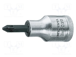 Socket; Bit: Pozidriv®; Size: PZ1; 1/2"; 60mm; Plating: chromium