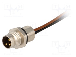 Connector: M8; 0.5m; male; PIN: 3; for panel mounting,screw; socket