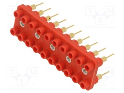 Socket strip; Connector: 2mm banana; red; 60VDC; 10A; 30VAC; 12mm