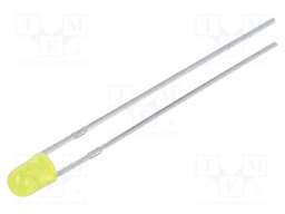 LED; 3mm; yellow; 220÷330mcd; 40°; Front: convex; 2.1÷2.6VDC; 78mW