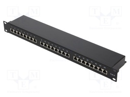 Patch panel; RJ45; Cat: 6; RACK; Colour: black; Number of ports: 24