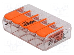 Installation quick splice; 221; spring clamp; 0.2÷4mm2; 450V; 32A