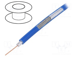 Wire: coaxial; RG59; 1x75Ω; solid; Cu; PVC; blue; 100m