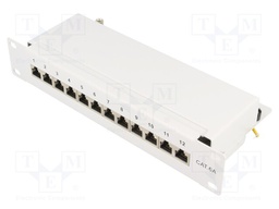 Patch panel; RJ45; Cat: 6a; RACK; Colour: grey; IDC; Size: 10",1U