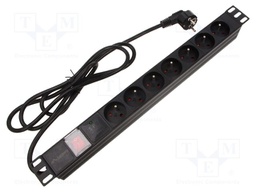 Plug socket strip: protective; Sockets: 7; 230VAC; 16A; black; 2m