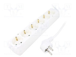 Extension lead; Schuko; Sockets: 6; PVC; white; 3x1,5mm2; Len: 1.5m