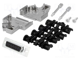 D-Sub; PIN: 15; plug; female; turned contacts; angled 45°