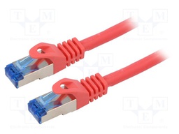 Patch cord; S/FTP; 6a; stranded; CCA; LSZH; red; 0.5m; 26AWG; Cores: 8