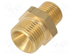 Double nipple; reducing; brass; Ext.thread: 1/4" + 3/8"