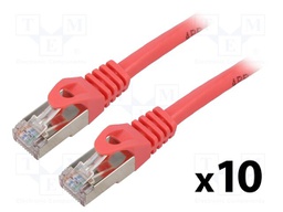 Patch cord; F/UTP; 6; stranded; CCA; PVC; red; 1m; 26AWG; Cores: 8