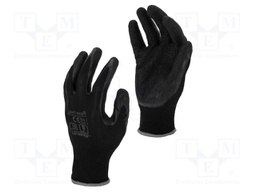 Protective gloves; Size: 11; black; latex,polyester; 12pcs.