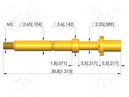 Test needle; Spring compression: 4mm; 5mm; 8A; CuBe; gold-plated