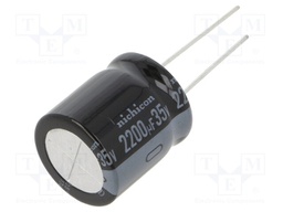 Capacitor: electrolytic; THT; 2200uF; 35VDC; Ø18x20mm; Pitch: 7.5mm