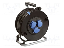 Extension lead; 3G1.5mm2; Sockets: 3; rubber; black; 40m; 16A