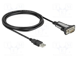 USB to RS232 converter; D-Sub 9pin plug,USB A plug; 3m; black
