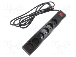 Extension lead; Schuko; Sockets: 6; black; 3x1,5mm2; 3m; 16A