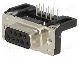 D-Sub; PIN: 9; socket; female; angled 90°; THT; M3