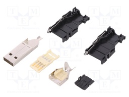 Plug; USB A; for cable; soldering; PIN: 4; straight
